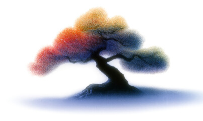 Fototapeta premium PNG Impression tree silhouette illustration colors art.