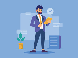 Successful businessman reviewing a document