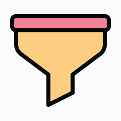 Funnel , Filter sign Vector Icon. User Interface. Lineal Color Style Isolated Vector Icon. 