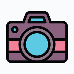 Camera Icon, Photography, Photo Camera Vector Icon. Lineal Color Isolated Vector Icon. 