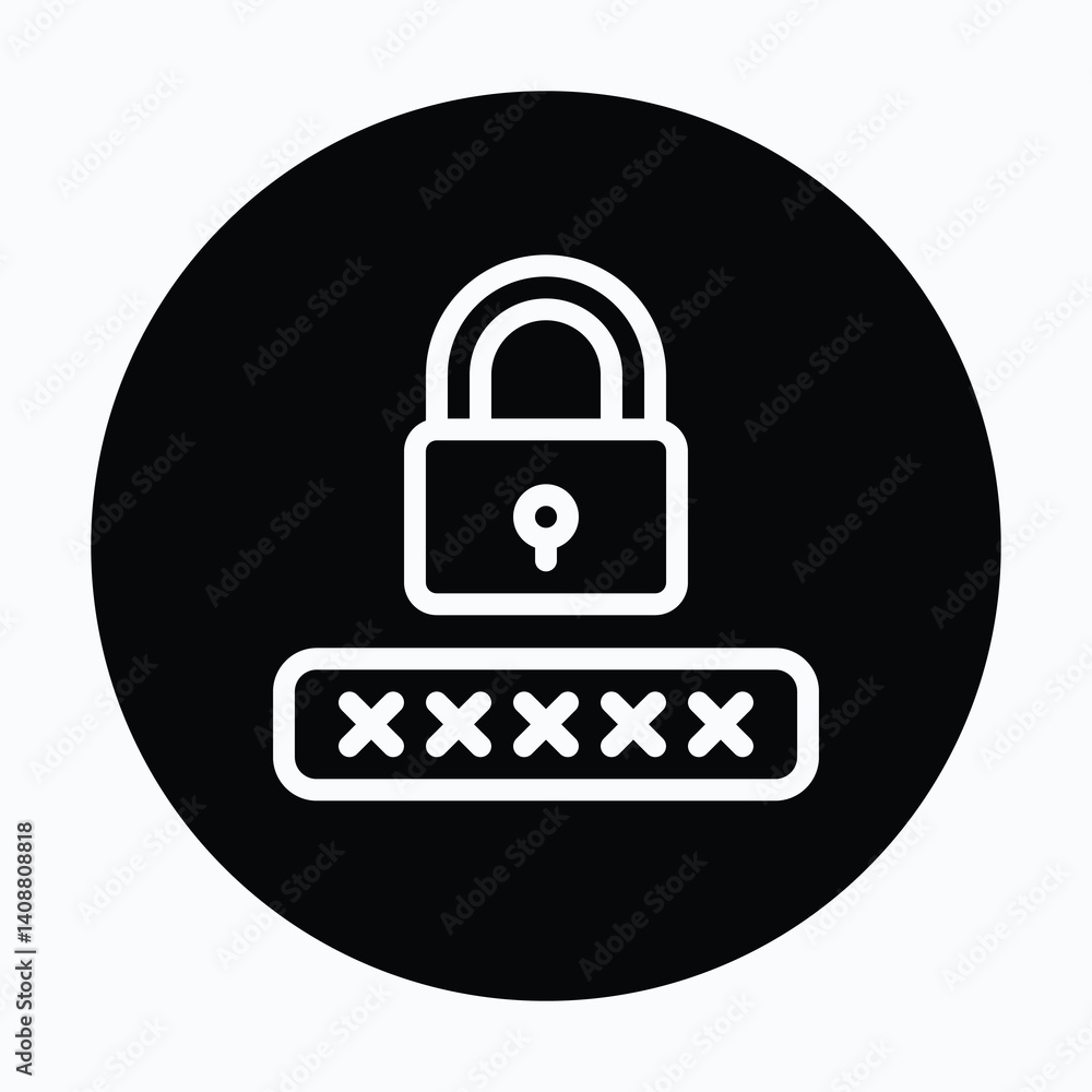Poster password, padlock, pin code vector icon. circular style isolated vector icon.