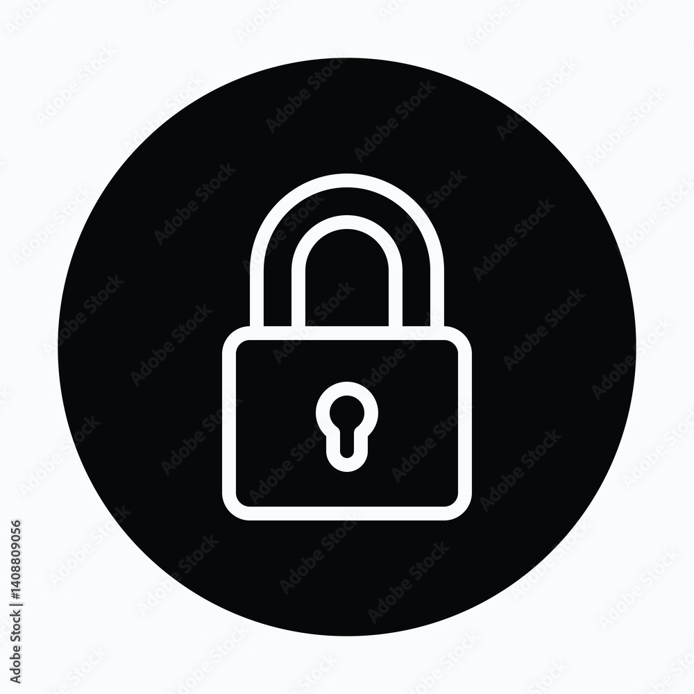 Poster lock, padlock vector icon. circular style isolated vector icon.