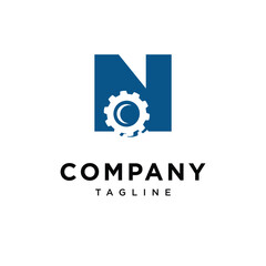 Letter N Gear Mechanical Logo Icon Vector