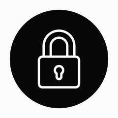 Lock, Padlock Vector Icon. Circular Style Isolated Vector Icon. 