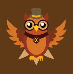 Steampunk owl vector art 