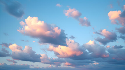 The sky is filled with fluffy white clouds and a blue sky