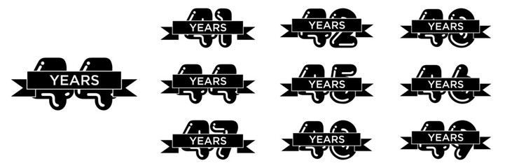 collection numbers Anniversary logo set icon vector design	