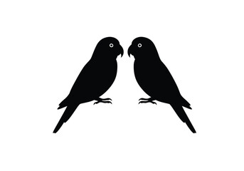 Fototapeta premium Love bird silhouette. Two birds facing each other, creating a symmetrical and romantic image. Vector clipart black illustration design.