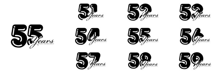 collection numbers Anniversary logo set icon vector design
