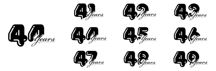 collection numbers Anniversary logo set icon vector design	