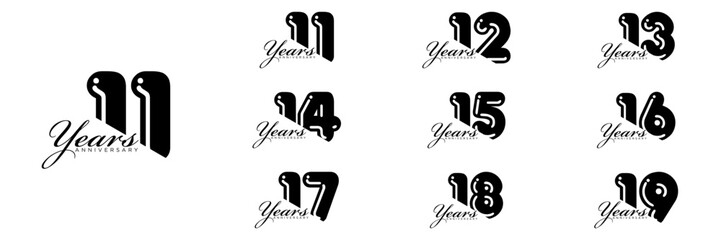collection numbers Anniversary logo set icon vector design