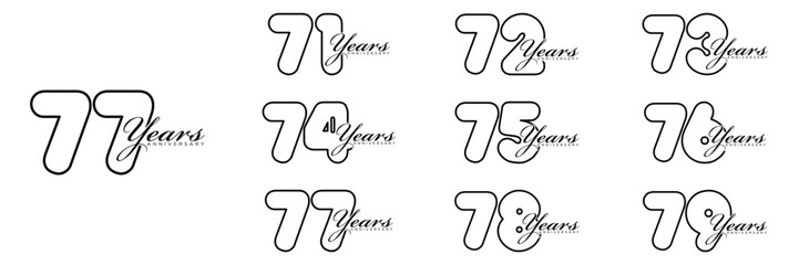 collection numbers Anniversary logo set icon vector design
