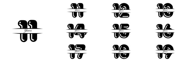 collection numbers Anniversary logo set icon vector design