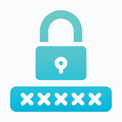 Password, Pin Code Vector Icon. Gradient Silhouette Style Isolated Vector Icon. 