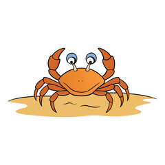 A ghost crab on the beach scuttles quickly across the sand, blending with its surroundings. Its pale, translucent body allows it to easily disappear into the shoreline.
