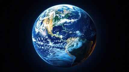 A detailed and vibrant rendering of planet earth in space