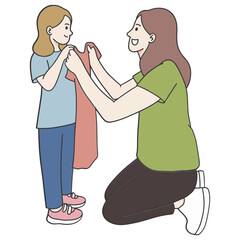 Mother and little girl shopping clothes