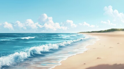 Fototapeta premium A tranquil coastal scene of a sunny beach.