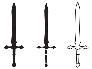 sword silhouette, vector illustration on a white background