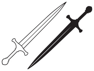 sword silhouette, vector illustration on a white background
