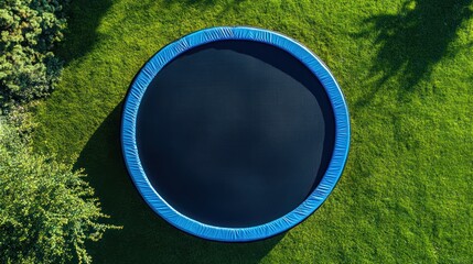 Aerial View of Round Above Ground Pool in Lush Green Garden