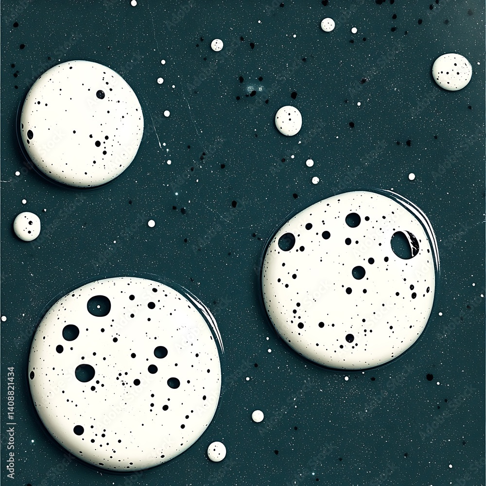 Poster white circular shapes and dots form abstract textured background design