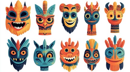 Colorful Collection of Unique Artistic Masks from Diverse Cultures