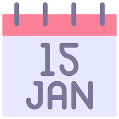 15 January Vector Calendar Icon. Isolated Vector Calendar. 