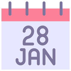 28 January Vector Calendar Icon. Isolated Vector Calendar. 