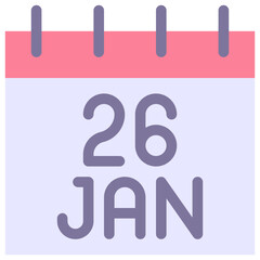 26 January Vector Calendar Icon. Isolated Vector Calendar. 