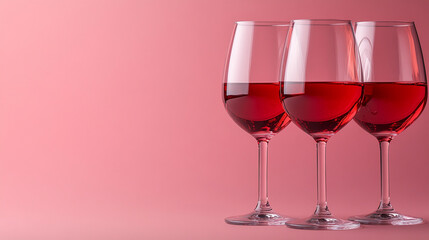 Elegant group of rose wine glasses arranged in a modern setting symbolizes celebration, unity, refined taste, and the delicate balance between beauty, luxury, and social connection.

