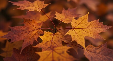 Fototapeta premium Autumn fallen leaves on ground colorful seasonal background 