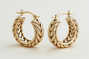 Elegant Gold Hoop Earrings Jewelry Set Displayed On A White Background