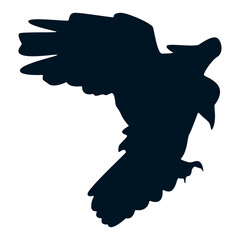 Silhouette of Halloween Crow. Flat Vector Illustration