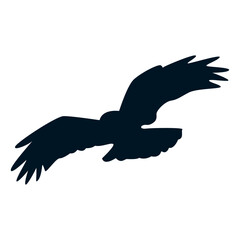 Silhouette of Halloween Crow. Flat Vector Illustration