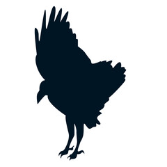 Silhouette of Halloween Crow. Flat Vector Illustration