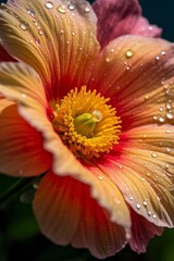 a close up of a flower with water droplets on it