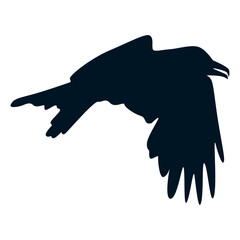 Silhouette of Halloween Crow. Flat Vector Illustration