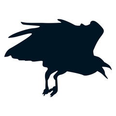 Silhouette of Halloween Crow. Flat Vector Illustration