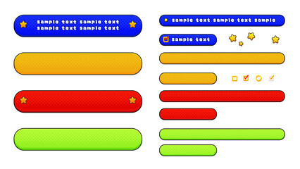 Obraz premium ポップでカラフルなゲームデザイン風テロップベースセット素材