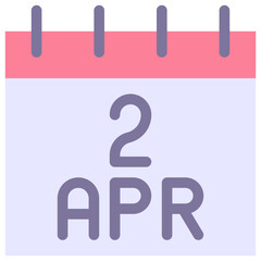 2 April Vector Calendar Icon. Isolated Vector Calendar. 