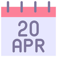 20 April Vector Calendar Icon. Isolated Vector Calendar. 