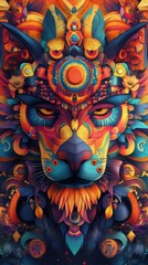Fototapeta premium Colorful and Intricate Abstract Artistic Cat Face Design