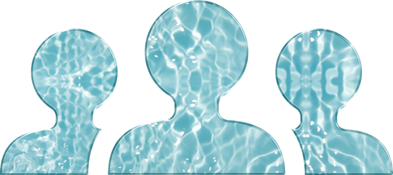 Aqua Glass Group Icon – Team People Symbol for Social Networking App Community UI Collaboration Feature in Water Blue Crystal UI Design