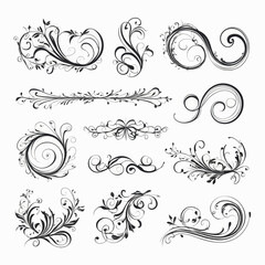 Elegant Floral Swirls and Design Elements for Invitations and Decorations