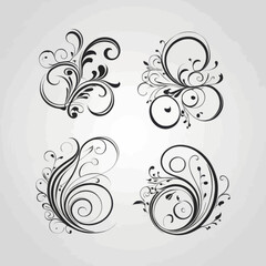 Elegant Floral Swirls Design Elements Set perfect for invitations cards and stationery projects