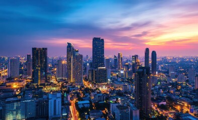 Obraz premium Bangkok Skyline at Dusk: A Vibrant Cityscape