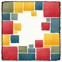 Abstract Composition of Colorful Squares on Textured Background