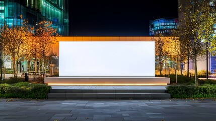 Empty Billboard at Night in City