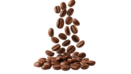Obraz premium Falling coffee beans isolated transparent background